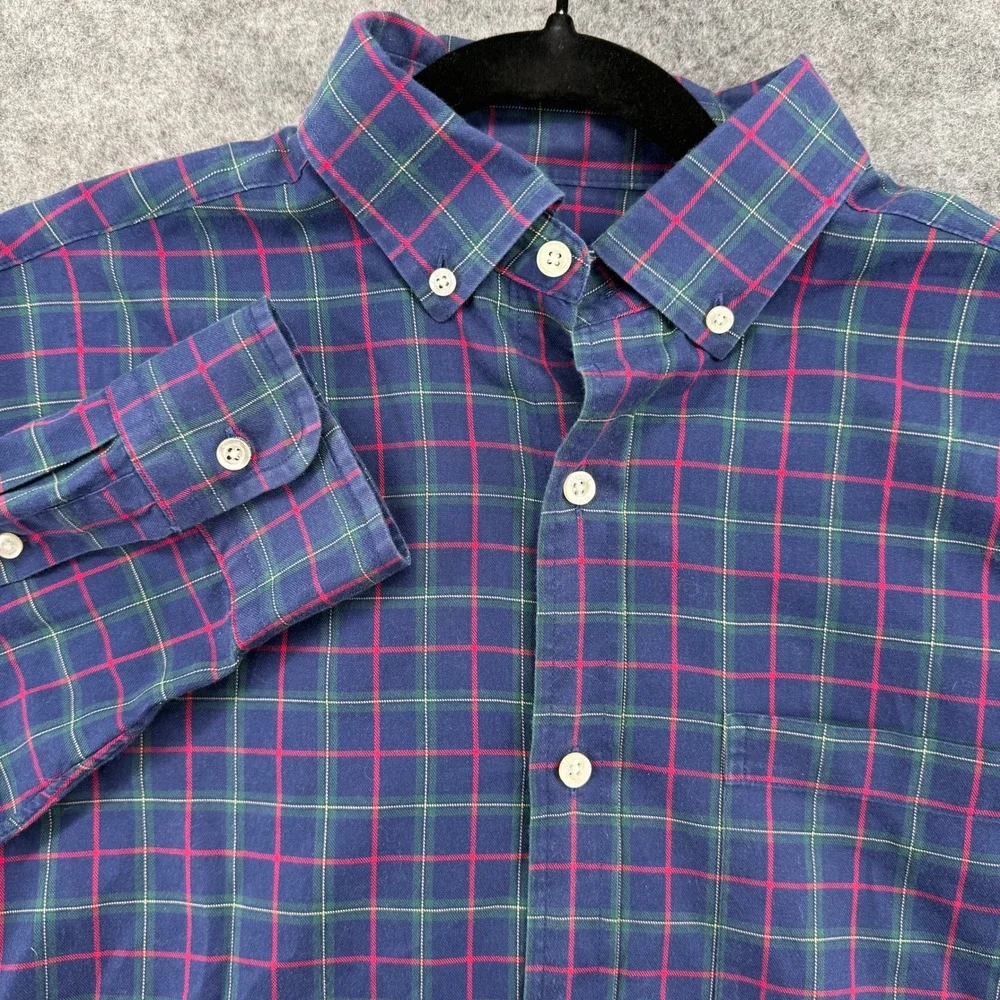 Vineyard Vines Button Down Mens S Blue Red Green Plaid Long Sleeve Cotton Shirt